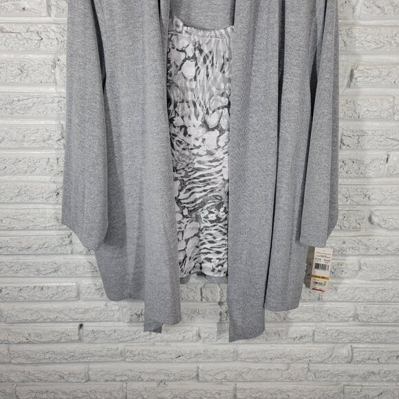 Alfred Dunner Womens Top 3X Plus 3/4 Sleeve Gray Floral Poly Blend Career FLO89E - Picture 4 of 10